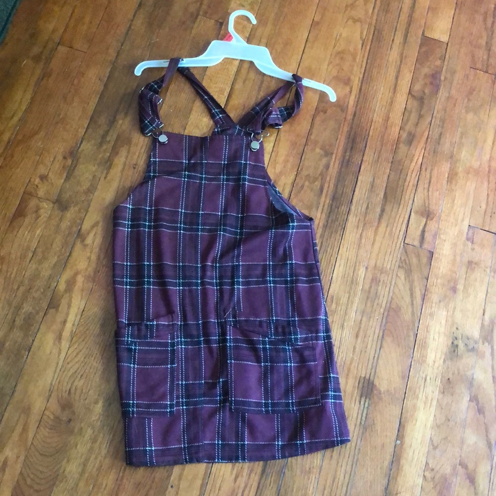 Burgundy and black plaid dress